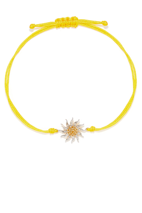 Sun Thread Bracelet, 9k White & Yellow Gold with Diamonds & Citrines
